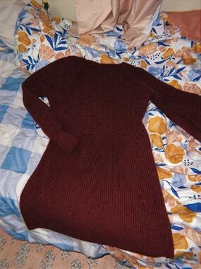Women's Burgundy Knit Sweater Dress